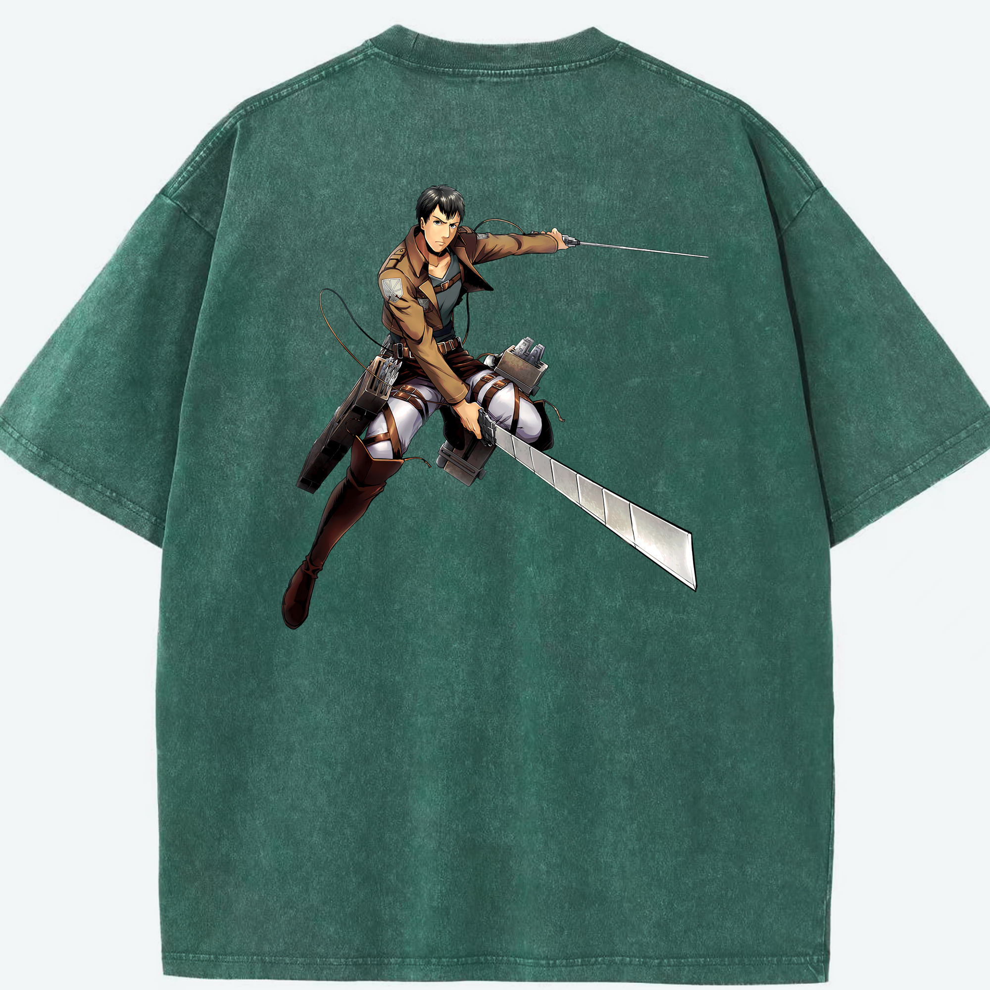 （画像用） 進撃の巨人 ベルトルト・フーバー Attack on Titan Bertholdt Hoover 綿100% ヴィンテージ風 半袖Tシャツ（背面プリント）